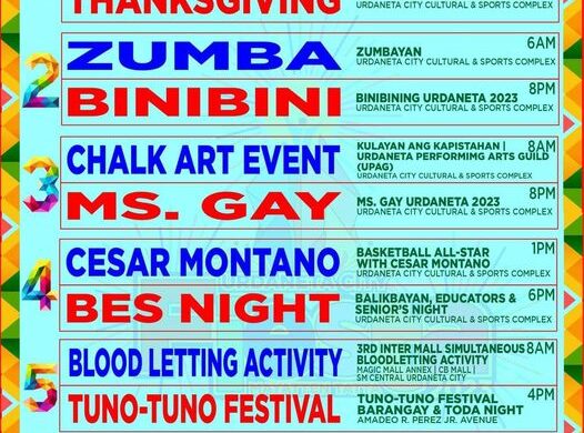 Urdaneta City Fiesta 2023 Official Schedule of Activities